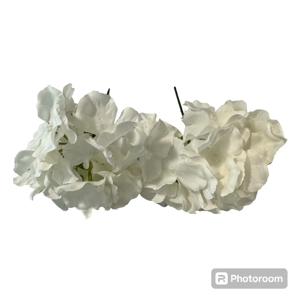 Set of 2 NWOT White Silk Hydrangea Flowers